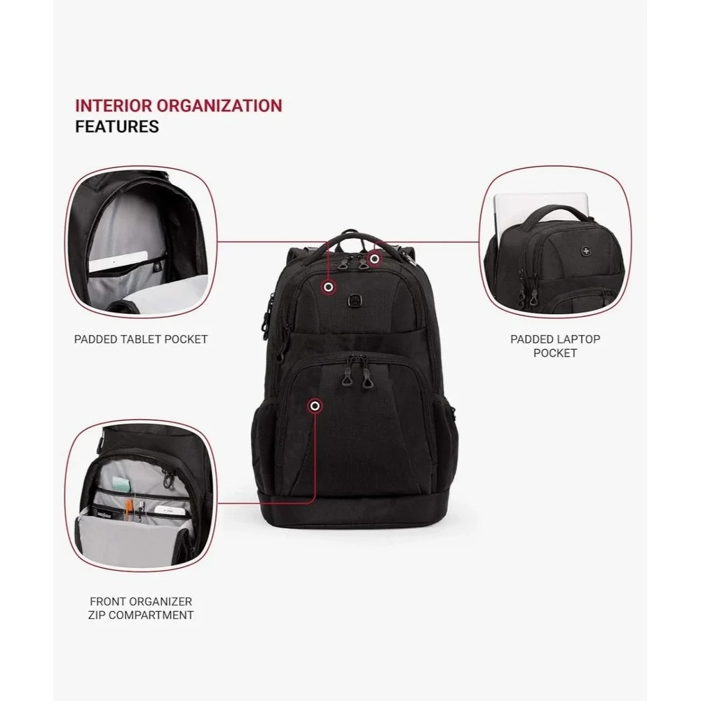 SwissGear 5698 Laptop Backpack Black Luggage Travel Tech Pockets Tactical 18x12